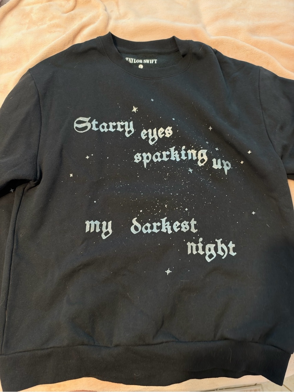 Taylor Swift Black Sweatshirt with Silver Starry Lyric Print